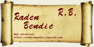 Raden Bendić vizit kartica